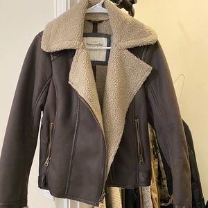 Abercrombie Faux Shearling Bomber Jacket